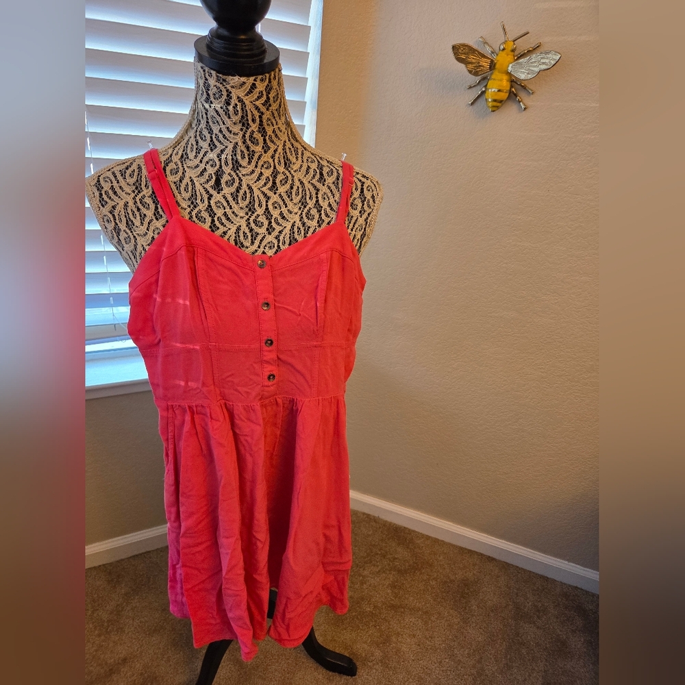 Express Pink Magenta Poplin Strappy Mini Summer Dress W/ Pockets